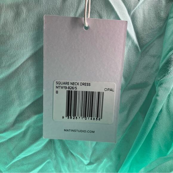 NWT MATIN Square Neck Silk Slip Dress Opal Blue US 4 - Picture 4 of 7